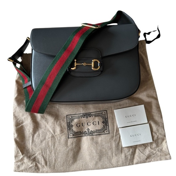 Gucci Other - COPY - Authentic Gucci grey leather Horsebit 1955 unisex box shoulder bag brand…